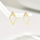 Серьги-пусеты Ромб 2,2*1,2см золотистые - изображение 3