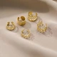 Набор серьги-каффы Золотой лист 1,2*1,1см золотистые - изображение 3