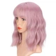 Парик AISI волнистые волосы с челкой 35 см розовый WS751 pink - изображение 4