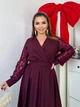 Вечернее платье праздничное длинное миди с поясом на запах больших размеров однотонное 60-62 марсала (бордово-фиолетовое) - изображение 2