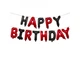 Фольгированная гирлянда-надпись "Happy Birthday" красно-черная 14566 - изображение 2