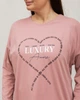 Піжама жіноча батальна зі штанами в клітку - Luxury Nicoletta 30076k 5XL Рожевий - зображення 2