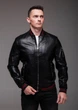 Куртка шкіряна R.A. Bomber кишеня на рукаві чорна 2287bl 54 - зображення 4