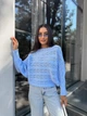 Женский легкий свитер голубого цвета 30282 One Size - изображение 3