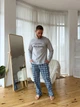 Піжама тепла COSY з начосом унісекс Sunday(штани+лонгслів) L клітинка блакитна KMW05 - зображення 5