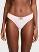 Хлопковые трусики Victoria's Secret Cotton Shine Patch Thong Panty розовые в полоску размер M - изображение 1