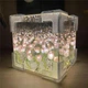 Декоративный светодиодный ночник DIY в виде куба с 3D-эффектом цветущих лилий и прозрачным корпусом, Pink - изображение 3