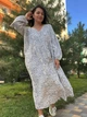 Платье женское Indigo Blue 0156789 длинное тонкое с оборками орнамент one size серое - изображение 5