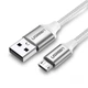 Кабель UGREEN US290 USB 2.0 A to Micro USB Cable Nickel Plating Aluminum Braid 1m White (60151) - зображення 1
