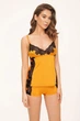 Жіноча піжама з мереживними вставками 8144-6815 Grace mustard Anabel Arto S yellow (6000006196305) - изображение 1