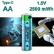 Акумулятор з USB Type-C зарядкою Super-L Li-Ion AA 1.5V 2500 mWh - изображение 1