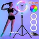 Кільцева Світлодіодна LED Лампа 33см RGB Кольорова зі Штативом 210см, Лампа Блогера, Тіктокера, для Блекауту + Тримач у Подарунок - зображення 5