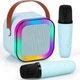 Колонка караоке з 2-ма мікрофонами зі зміною голосу, Bluetooth колонка з RGB підсвічуванням Голуба - зображення 1