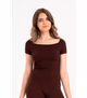 Жіноча безшовна футболка в рубчик з коротким рукавом Formeasy - Formeasy - 9009 - S/M - Kahverengi/Brown - зображення 1