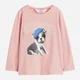 Детский лонгслив для девочки H&M 270922700_creative 110-116 см Светло-розовый/Цуцик (2727000044565) - изображение 4