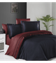 Комплект постельного белья Deluxe Satin First Choice - First Choice - DLX-371 SERENİTY NAVY BLUE DARK RED - Евро - Темно-синий с красный - изображение 1