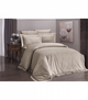 Комплект постільної білизни Deluxe Satin First Choice - First Choice - DLX-06 NOVEL LİNE CAPPUCCİNO - Євро - Бежевий - зображення 1
