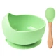 Набір силіконового посуду 2Life Y3 глибока тарілка для супа і дерев'яна ложка Зелений n-11568 - зображення 1