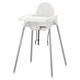 Стульчик для кормления + столик IKEA ANTILOP 56х62х90 см Бело-серый - изображение 1