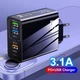 Зарядний пристрій на 65W Швидка зарядка 3 USB-A + 2 Type-C Адаптер для заряджання Samsung, iPhone, Xiaomi, Redmi, Huawei, Realme Блок живлення для телефону - зображення 2