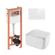 Подвесной унитаз Qtap Gemini Ultra Quiet + инсталляция Qtap Nest 4 в 1 (круглая клавиша White) - изображение 1