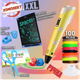 Набор для творчества 3Д ручка Желтая 3D Pen-6 c LCD дисплеем Графический планшет Трафареты 100 м пластика в комплекте - изображение 1