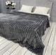 Велюровий однотонний плед Полуторний Colorful Home "Шарпей" 150 см х 200 см з широкими смужками графит - зображення 1