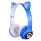 Беспроводные наушники Bluetooth Cat VIV-23 microSD с подсветкой синие - изображение 1