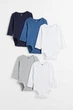 Боди (5шт) H&M 80см белый, темно синий 9075332613 - изображение 1