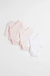 Боди (3шт) H&M 74см розово белый полоска 1207694298 - изображение 1