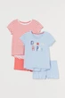 Піжама (футболка, шорти) 2 шт H&M 98 104см блакитний, кораловий 23075249793 - зображення 1