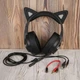 Наушники HOCO Cute cat luminous cat ear gaming headphones W107 черно розовые - изображение 1
