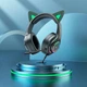 Наушники HOCO W107 Cute cat luminous cat ear gaming headphones черно зеленые - изображение 6