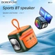 Бездротова колонка Borofone BR29 (Bluetooth, FM-тюнер, медіаплеєр, 7 Вт, LED-підсвічування, вологозахист, підставка під телефон) - Зелений - зображення 4