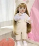 Велика вінілова лялька ручної роботи Reborn Baby Doll зі справжнім русявим волоссям та великими очима. - зображення 2