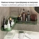 Прозрачная угловая пластиковая полка на присосках для ванной зелёная - изображение 3