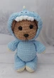Мягкая игрушка handmade Мишка в костюме динозавра 30 см вязаный крючком амигуруми - изображение 3