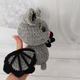 Мягкая плюшевая игрушка handmade Летучая мышь 21 см серая вязаная крючком амигуруми - изображение 5