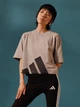 Футболка хлопковая оверсайз короткая женская Adidas W Bl Sj Bf T JG8738 S Mgreyh/Black (4067902908076) - изображение 7