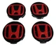 Колпачки на диски Honda, заглушки с эмблемой "H" 58 мм, Black/Red (комплект 4 шт.) - изображение 2