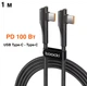 Зарядний кабель USB Type-C - Type-С Toocki шнур для передачі даних з поворотом на 90° PD 100 Вт, 1 м, чорний (95700488) - зображення 1