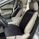 Накидка на крісло авто з алькантари Lux Прошитий квадратний ромбік Чорний з червоним рядком Преміум 1 передня - изображение 1