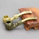 Винтажная металлическая курительная трубка для табака VINTAGE с изгибом, золотистая с серым (95950108) - изображение 7