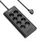 Мережевий фільтр подовжувач на 8 розеток Toperek з 3 USB та 1 Type-C портами шнур 2 метри чорний (005614) - зображення 1