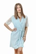Халат женский велюровый с короткими кружевными рукавами Felisiya Lingerie Голубой 73/к-051 S (2000011131012) - изображение 1
