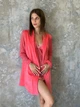 Халат женский велюровый с кружевными рукавами и спинкой Felisiya Lingerie Коралловый 78-754 L (2000002508014) - изображение 5