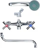 Смеситель для ванны Aquatica PM-5C457C 1/2" гусак изогнутый дивертор встраиваемый шаровой двухвентильный с душевым шлангом хром (33-102-9780220) - изображение 2