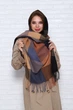 Кашемировый палантин шарф в клетку с бахромой PASHMINA коричнево-бежевый - изображение 1
