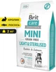 Сухий беззерновий корм з кроликом та лососем Brit Care Mini Light & Sterilised для собак мініатюрних порід з надмірною вагою або стерилізованих 2 кг (8595602521067) - изображение 1