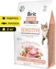 Сухий корм з індичкою і лососем Brit Care Sensitive Digestion Delicate Taste Бріт Каре для вибагливих котів з чутливим травленням 2 кг + наповнювач в подарунок (8595602540709) - изображение 2